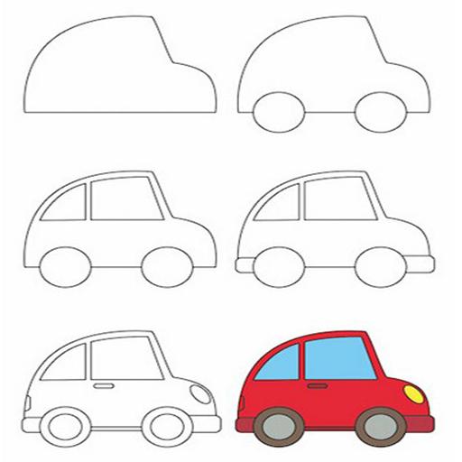 طريقة رسم سيارة , عايزة تعلمي طفلك ازاي يرسم عربية