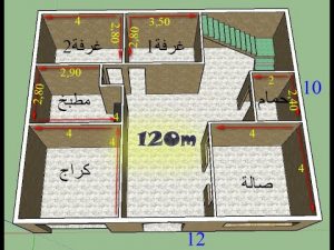 منزل 120 متر , مخطط مقسم لتصميم منزل120متر