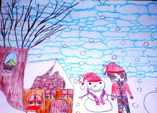 رسم مظاهر فصل الشتاء